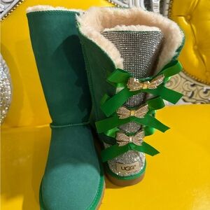 UGG Women's Boots in Green with Gold Accents